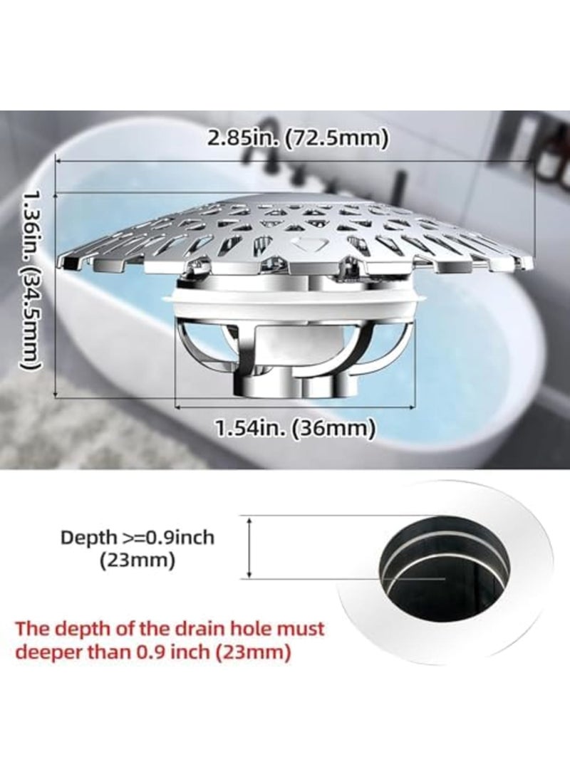 SYOSI Bathtub Drain Stopper with Hair Catcher – Pop Up Tub Stoppers with Detachable Cover, No Residual Water, Faster Drainage Bathroom Sink Excrete Plug for 1.5’’-1.97’’ Flow Out Hole (Chrome) - Image 5