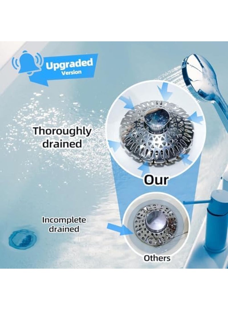 SYOSI Bathtub Drain Stopper with Hair Catcher – Pop Up Tub Stoppers with Detachable Cover, No Residual Water, Faster Drainage Bathroom Sink Excrete Plug for 1.5’’-1.97’’ Flow Out Hole (Chrome) - Image 3