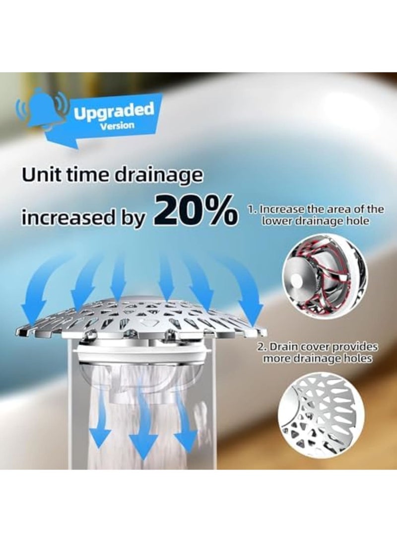 SYOSI Bathtub Drain Stopper with Hair Catcher – Pop Up Tub Stoppers with Detachable Cover, No Residual Water, Faster Drainage Bathroom Sink Excrete Plug for 1.5’’-1.97’’ Flow Out Hole (Chrome) - Image 4