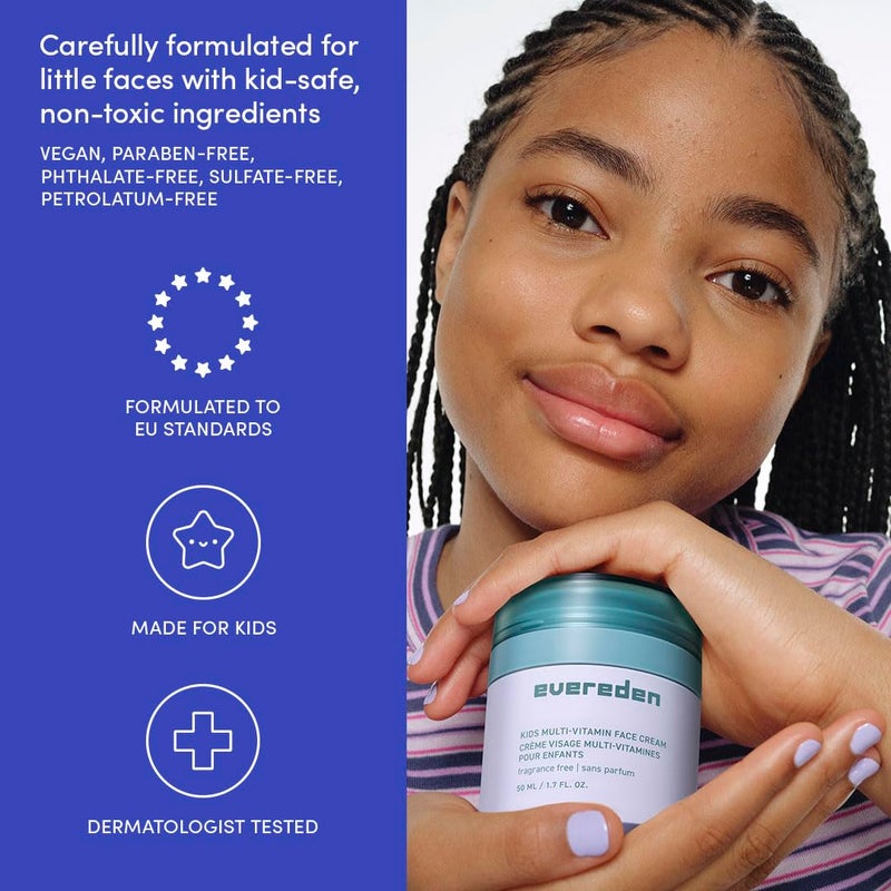 Evereden Kids Daily 1-2-3 Routine Bundle: Clean & Vegan Skincare for Kids â€“ Hydrating & Gentle Tween Skincare Set with Multi-Vitamin Face Wash, Face Cream, & SPF 30 Mineral Sunscreen - Image 5