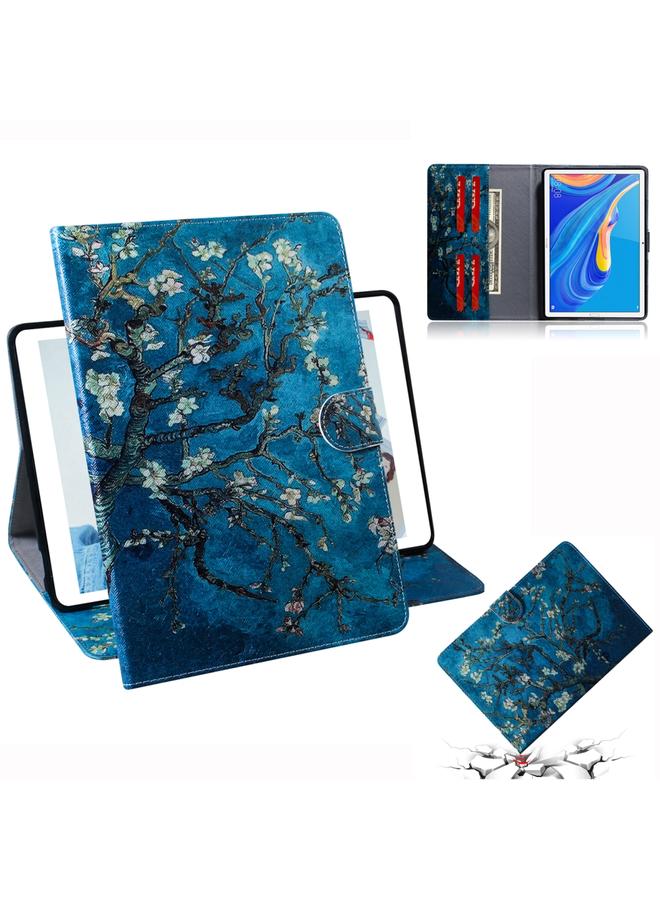 اس-توب جراب جلدي أفقي قابل للطي برسومات ملونة ثلاثية الأبعاد مع حامل وفتحة للبطاقات ومحفظة لجهاز هواوي ميديا باد M6 مقاس 10.8 بوصة - Image 1