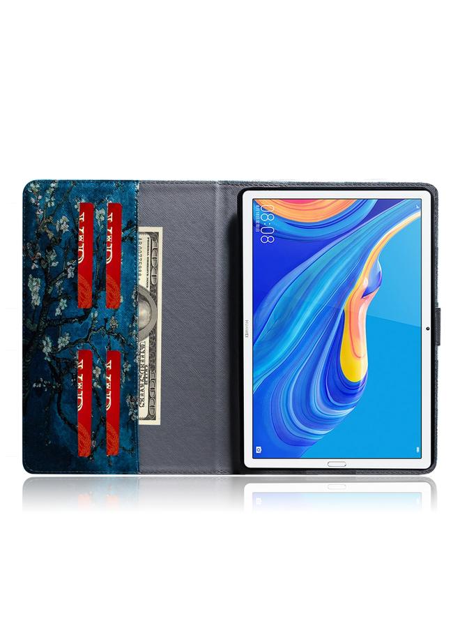 اس-توب جراب جلدي أفقي قابل للطي برسومات ملونة ثلاثية الأبعاد مع حامل وفتحة للبطاقات ومحفظة لجهاز هواوي ميديا باد M6 مقاس 10.8 بوصة - Image 4