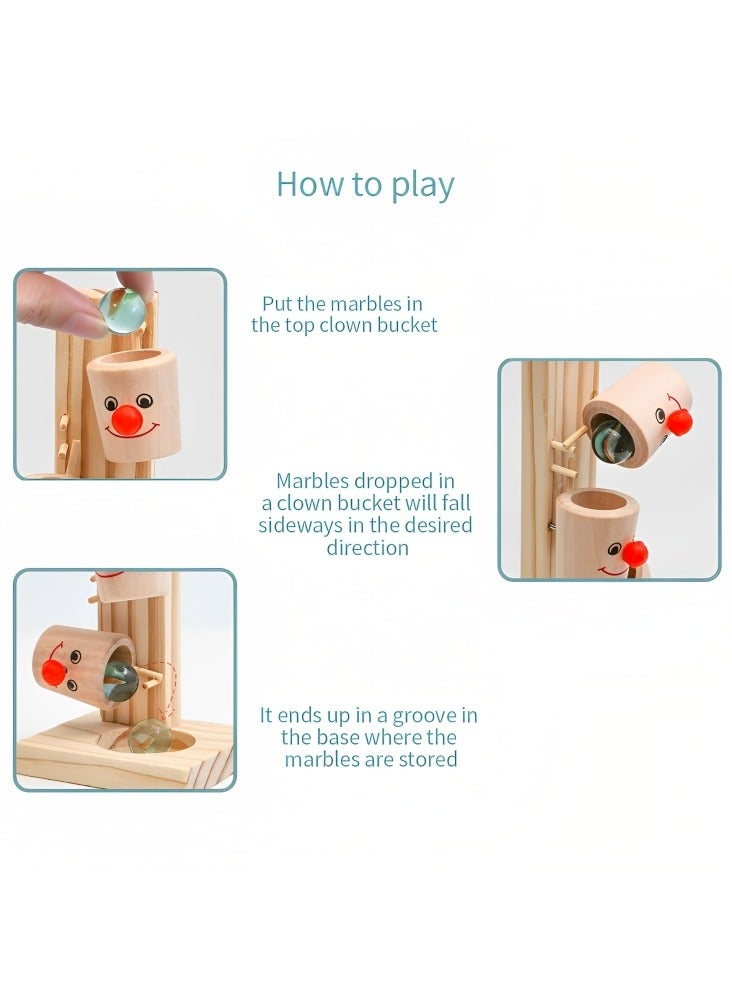 Smiley Wooden Marble Tree Toy, Montessori Ball Run Track Game for Toddlers Hand-Eye Coordination and Fine Motor Skills, Clown Face and 6 Colorful Buckets, Early Learning Supporting Tool, Ideal Gift - Image 4