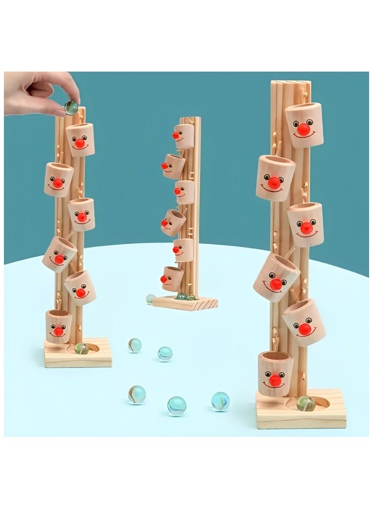 Smiley Wooden Marble Tree Toy, Montessori Ball Run Track Game for Toddlers Hand-Eye Coordination and Fine Motor Skills, Clown Face and 6 Colorful Buckets, Early Learning Supporting Tool, Ideal Gift - Image 2