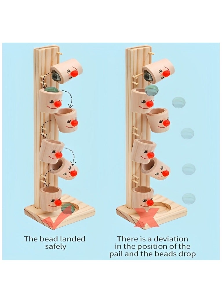 Smiley Wooden Marble Tree Toy, Montessori Ball Run Track Game for Toddlers Hand-Eye Coordination and Fine Motor Skills, Clown Face and 6 Colorful Buckets, Early Learning Supporting Tool, Ideal Gift - Image 5