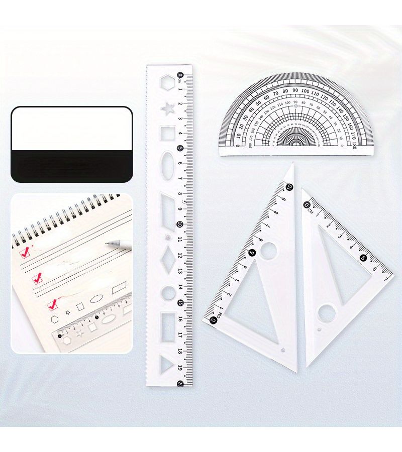 Pink 7.87 Inch Soft Ruler Set 4 Piece Drawing Measuring Tool - Image 5