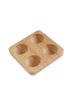 Bukela 1PCS Wood Egg Tray,4 Holes Egg Storage Rack Japanese-Style Wooden Egg Holder Egg Plate Egg Display Tray(4 Holes)  - Image 1