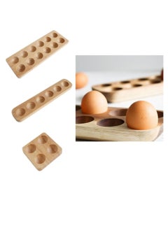 Bukela 1PCS Wood Egg Tray,4 Holes Egg Storage Rack Japanese-Style Wooden Egg Holder Egg Plate Egg Display Tray(4 Holes)  - Image 2