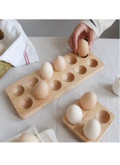 Bukela 1PCS Wood Egg Tray,4 Holes Egg Storage Rack Japanese-Style Wooden Egg Holder Egg Plate Egg Display Tray(4 Holes)  - Image 4