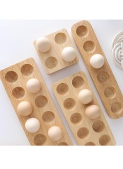 Bukela 1PCS Wood Egg Tray,4 Holes Egg Storage Rack Japanese-Style Wooden Egg Holder Egg Plate Egg Display Tray(4 Holes)  - Image 5
