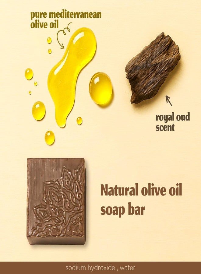 Hekaya Aleppo Soap Bar – Royal Oud Scented Pack of 4 Handmade Olive Oil Soap Bar – Gentle Cleanser for Face Body & Hair Natural, Moisturizing – 17.6oz Total - Image 4