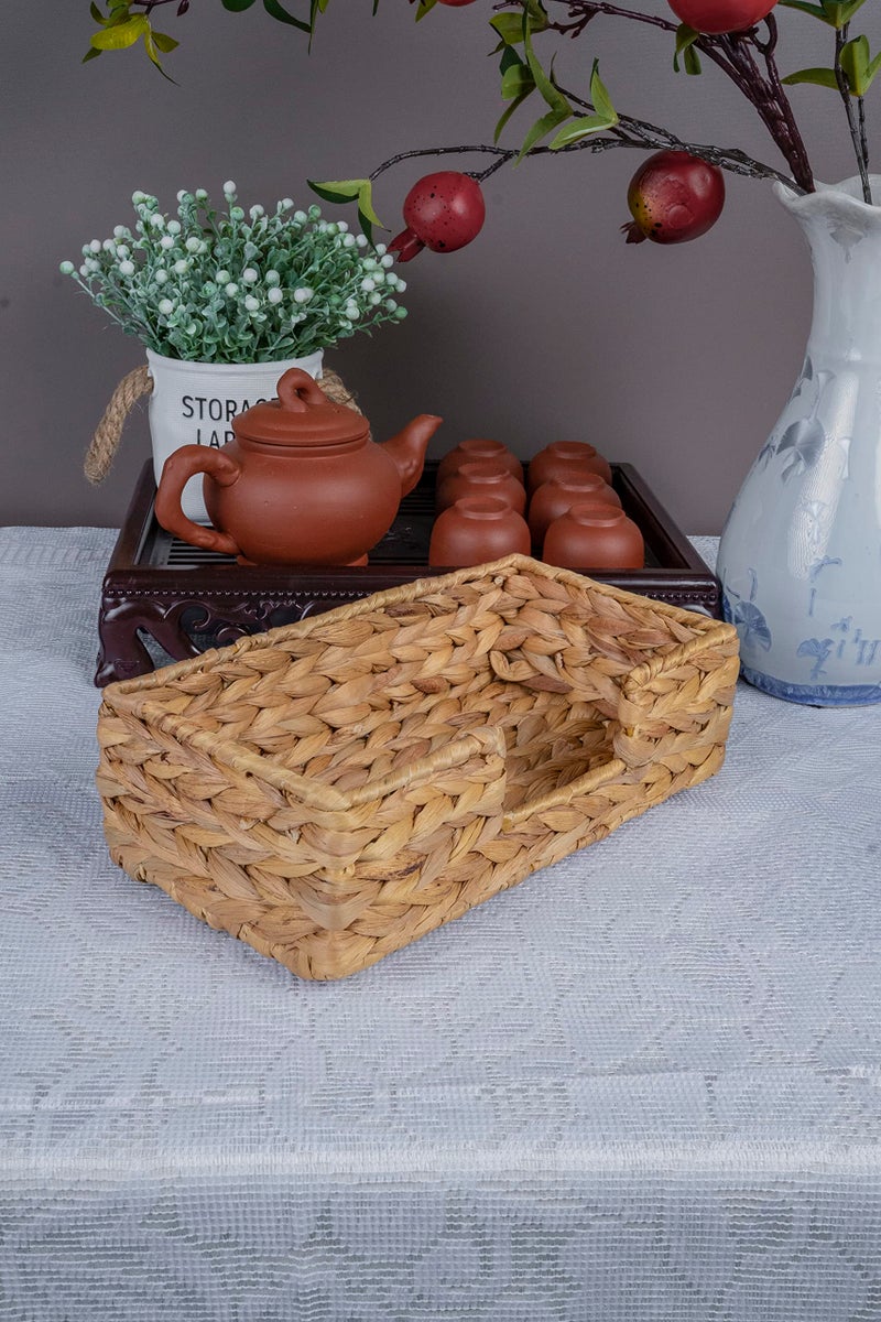 Bezoval Rectangle Water Hyacinth Napkin Holders For Kitchen And Bathroom, Guest Towel Holder Tray For Bathroom, Handcrafted Flat Napkin Holder Basket, Wicker Accessories for Home Decor, Restaurants, Cafe - Image 3