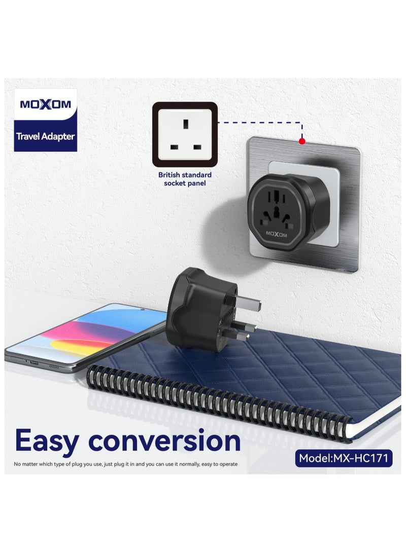 MOXOM MX-HC171 universal charger,  Travel Adapter 3 Pin, Connect to The Worldwide Charger Plug, high power, Compact and Portable adapter, heat-resistant - Image 4