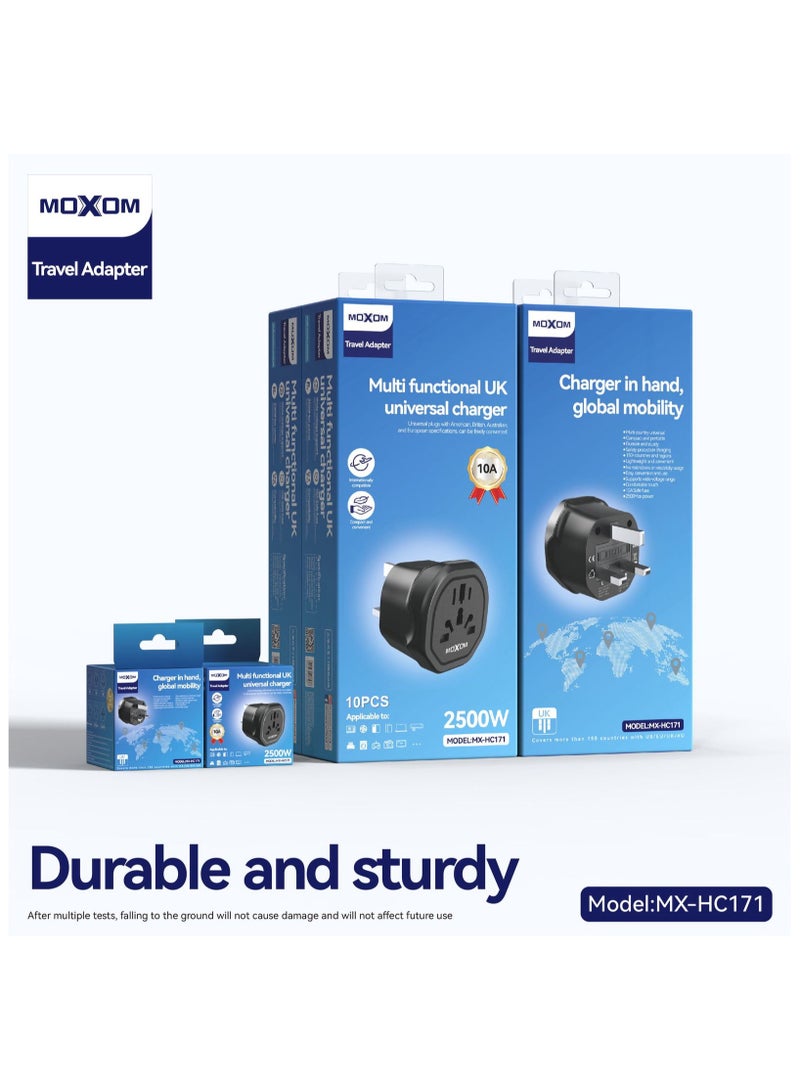 MOXOM MX-HC171 universal charger,  Travel Adapter 3 Pin, Connect to The Worldwide Charger Plug, high power, Compact and Portable adapter, heat-resistant - Image 5