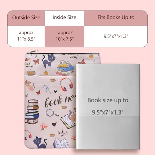 LParkin Book Sleeve for Book Lovers, Book Nerd Book Protector, Book Covers for Paperbacks, Washable Fabric, Book Sleeves with Zipper, Medium 11 Inch X 8.7 Inch - Image 4