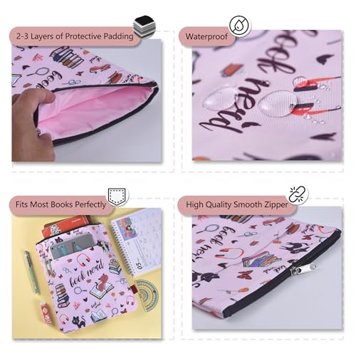 LParkin Book Sleeve for Book Lovers, Book Nerd Book Protector, Book Covers for Paperbacks, Washable Fabric, Book Sleeves with Zipper, Medium 11 Inch X 8.7 Inch - Image 5