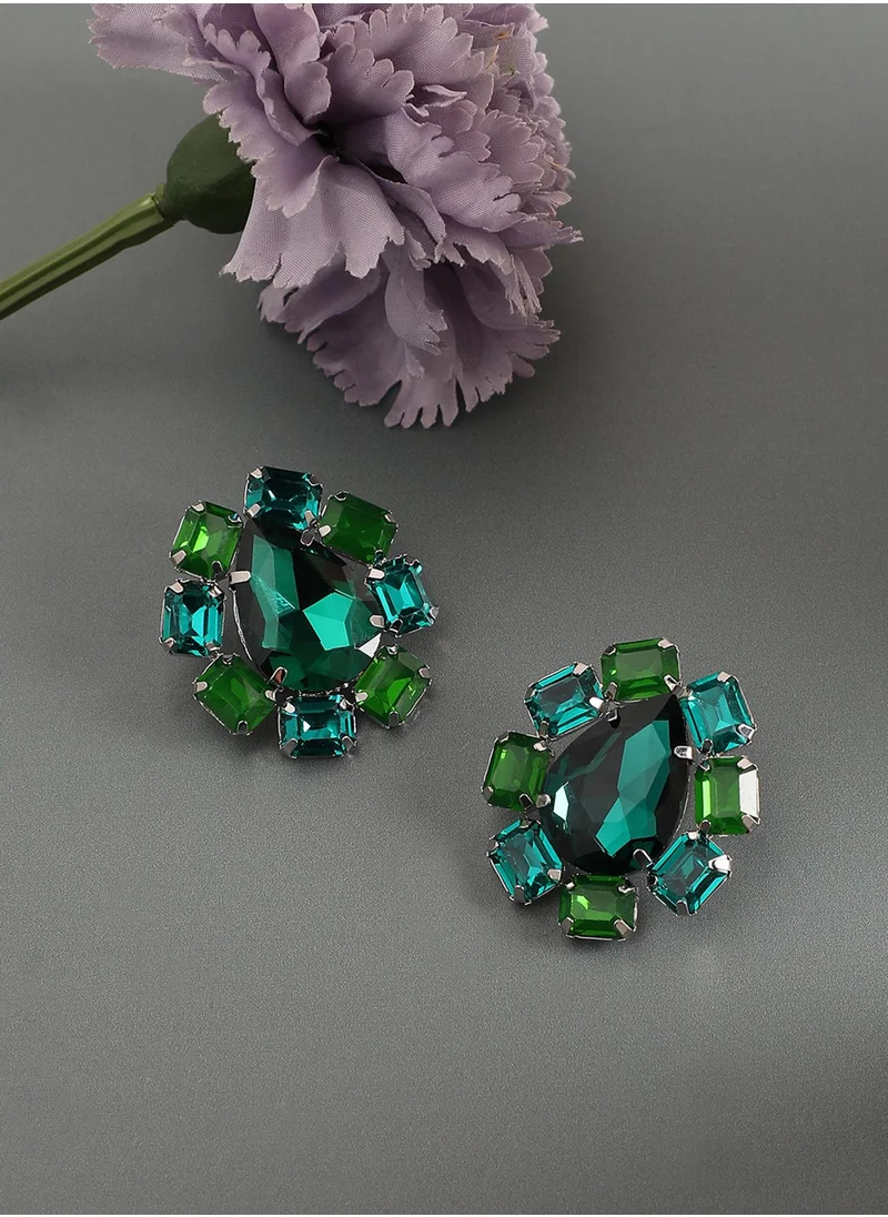 SOHI Crystal Pear Stud Earrings