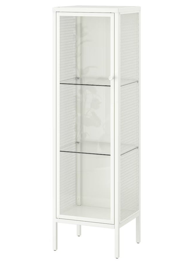 Cabinet With Glass Doors Metal White 34x30x116 cm - Image 1