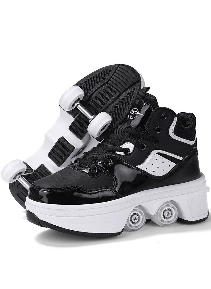 LITTLE ROCKZ - Little Rockz Double Row Skate Sneakers Shoes, 2 in 1 Parkour Shoes with Wheels for for Adult Kids Retractable Pulley Roller Skate Shoes - Image 1