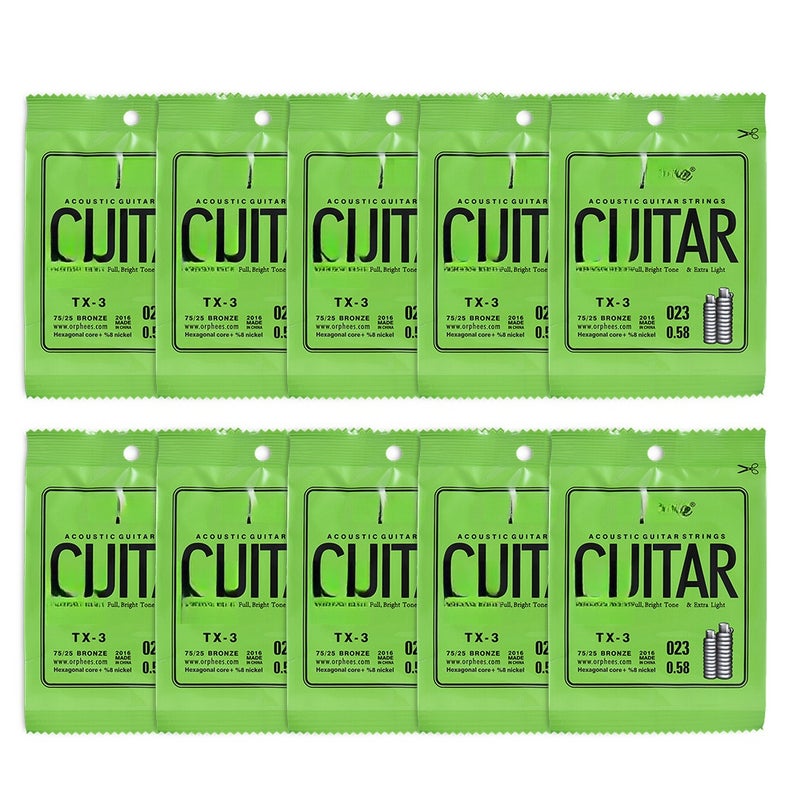 Orphee TX-3 Single String Replacement for Acoustic Folk Guitar 3rd G-String (.023) 10-Pack High-carbon Steel Core 75/25 Phosphor Bronze Extra Light Tension - Image 1