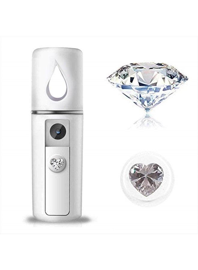 ZOMFOM Nano Facial Steamer Mist Spray Eyelash Extensions Cleaning Pores Water SPA Moisturizing Hydrating Face Sprayer USB Rechargeable Mini Beauty Device - Summer Gives You Cool (White) - Image 1