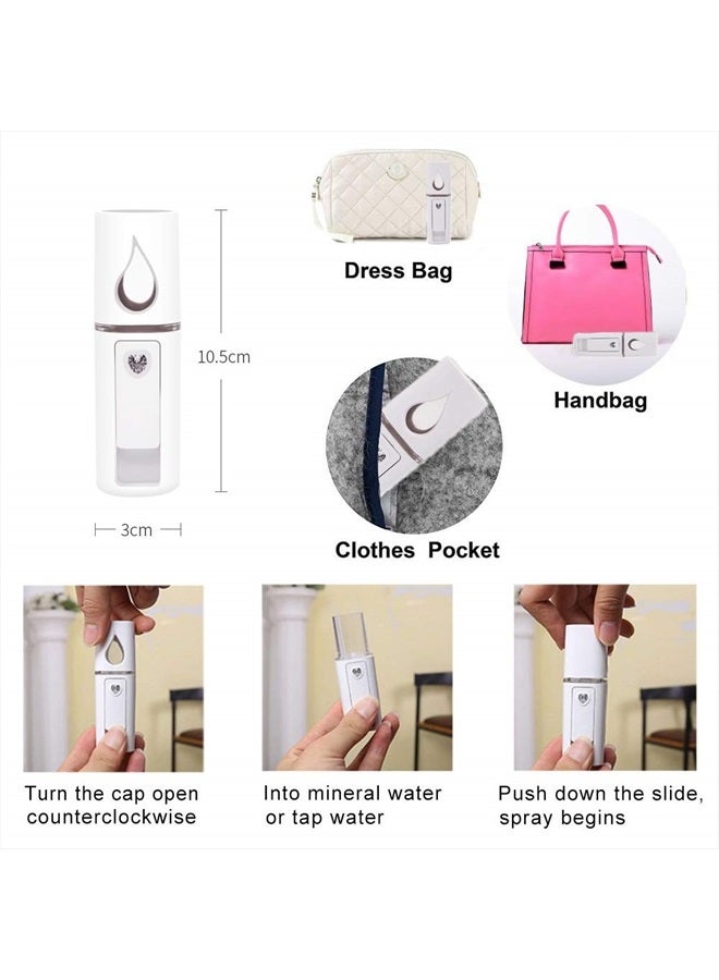 ZOMFOM Nano Facial Steamer Mist Spray Eyelash Extensions Cleaning Pores Water SPA Moisturizing Hydrating Face Sprayer USB Rechargeable Mini Beauty Device - Summer Gives You Cool (White) - Image 3