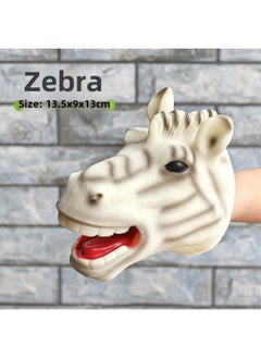 Realistic Dinosaur Puppet Gloves Soft Jelly Triangle Dragon King Dragon Children's Simulation Animal Model Boys Toys-Color:Zebra [hand Puppet]]