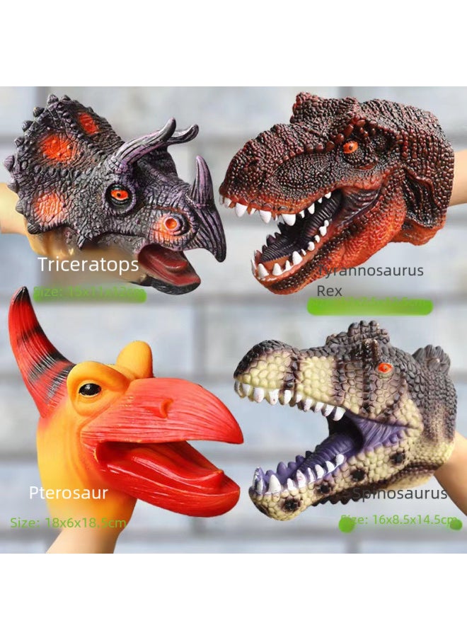 Generic - Realistic Dinosaur Puppet Gloves Soft Jelly Triangle Dragon King Dragon Children's Simulation Animal Model Boys Toys-Color:Zebra [hand Puppet]] - Image 1