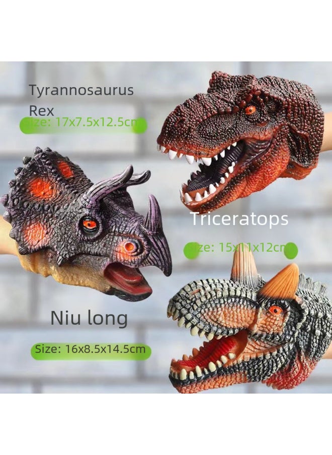Generic - Realistic Dinosaur Puppet Gloves Soft Jelly Triangle Dragon King Dragon Children's Simulation Animal Model Boys Toys-Color:Zebra [hand Puppet]] - Image 1