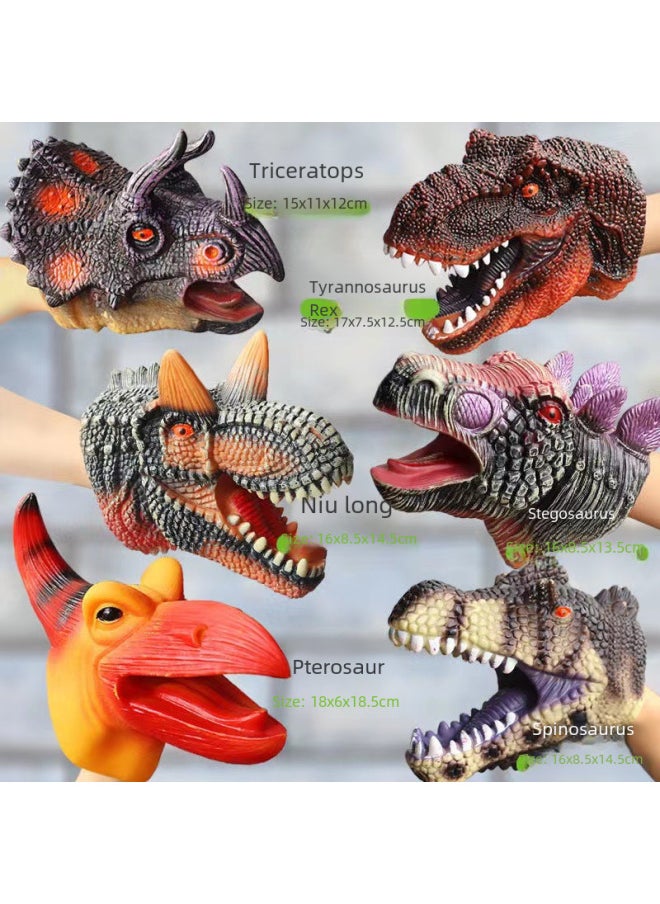 Generic - Realistic Dinosaur Puppet Gloves Soft Jelly Triangle Dragon King Dragon Children's Simulation Animal Model Boys Toys-Color:Zebra [hand Puppet]] - Image 1