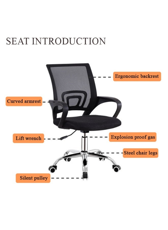 Furalux Office Chair, Desk Chair, Ergonomic Home Office Desk Chairs, Computer Chair with Comfortable Armrests, Mesh Desk Chairs with Wheels, Office Desk Chair, Mid-Back Task Chair with Lumbar Support - Image 5