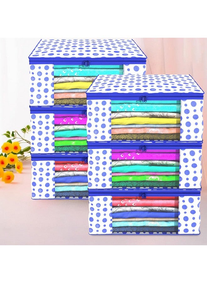 Kuber Industries Kuber Industries Clothes Organizer For Wardrobe (Pack of 6) - Storage Organizer For Saree | Shirts | Salwar | Lehenga Chunni - Dress Organizer For Wardrobe - Saree Covers With Zip (Blue and White) - Image 1