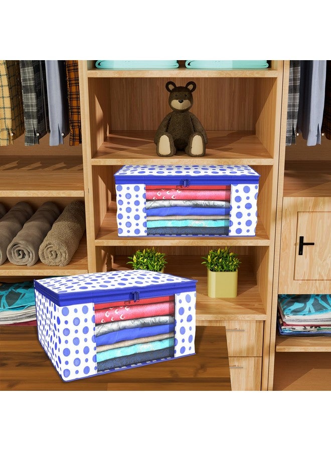 Kuber Industries Kuber Industries Clothes Organizer For Wardrobe (Pack of 6) - Storage Organizer For Saree | Shirts | Salwar | Lehenga Chunni - Dress Organizer For Wardrobe - Saree Covers With Zip (Blue and White) - Image 2