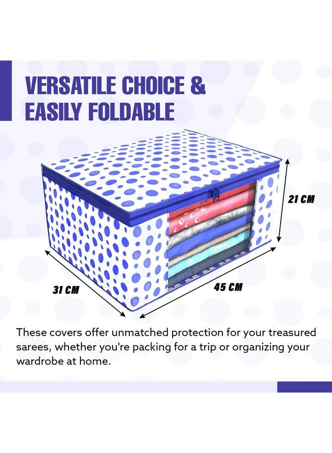 Kuber Industries Kuber Industries Clothes Organizer For Wardrobe (Pack of 6) - Storage Organizer For Saree | Shirts | Salwar | Lehenga Chunni - Dress Organizer For Wardrobe - Saree Covers With Zip (Blue and White) - Image 3