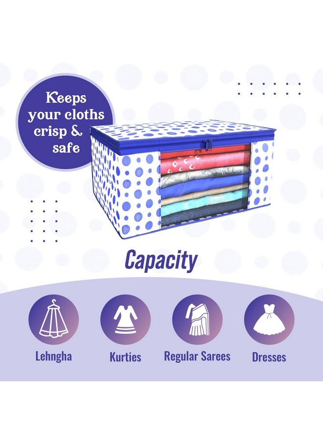 Kuber Industries Kuber Industries Clothes Organizer For Wardrobe (Pack of 6) - Storage Organizer For Saree | Shirts | Salwar | Lehenga Chunni - Dress Organizer For Wardrobe - Saree Covers With Zip (Blue and White) - Image 5