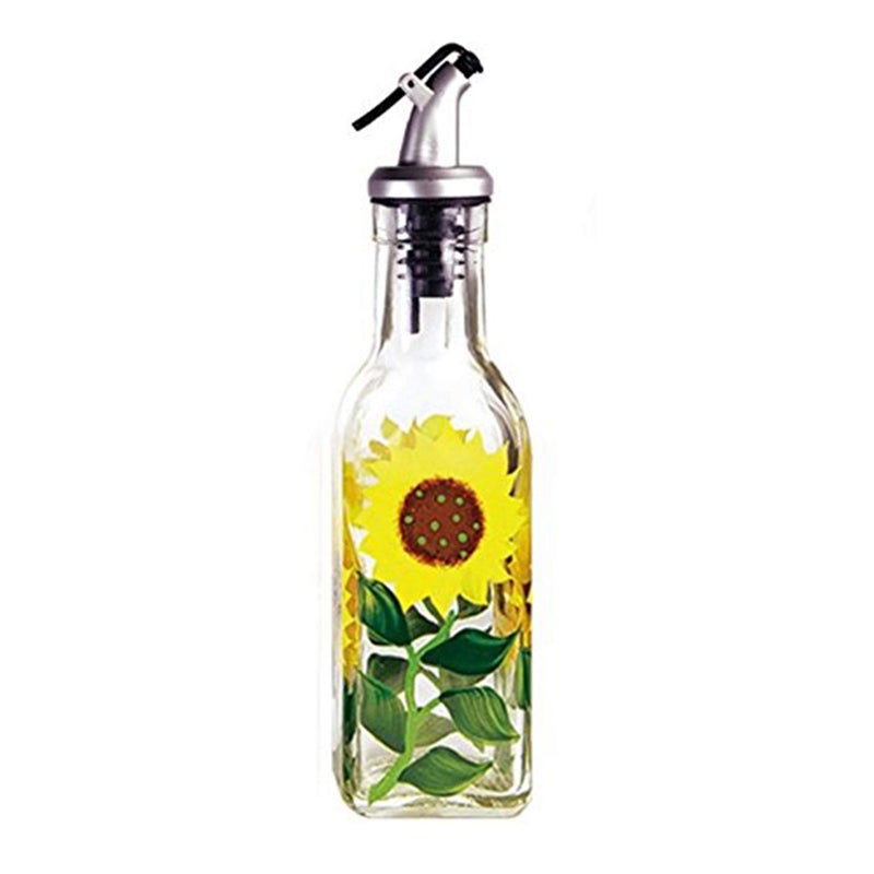 Grant Howard Hand Painted Square Cruet with Pourer Sunflowers 6 oz Multicolor