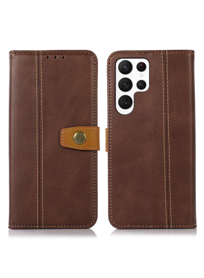 اس-توب جراب لهاتف Samsung Galaxy S23 Ultra 5G مصنوع من جلد العجل بخيوط الخياطة - Image 1