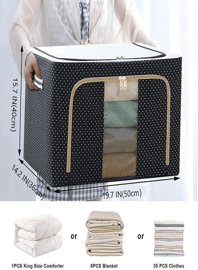 Caltero Foldable Cloth Storage Bag with steel frame for Wardrobe Organizers - Home Organization | Storage Box for Clothes Wardrobe Storage Organizer | Zipper Storage Bag | 66 Litre (1) - Image 4