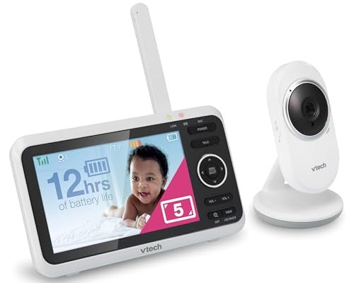 VTech Baby Monitor No WiFi 5 Color Screen 12Hour Battery Night Vision Temperature Sensor 2Way Talk Lullabies 1000ft Range VM350 - Image 1