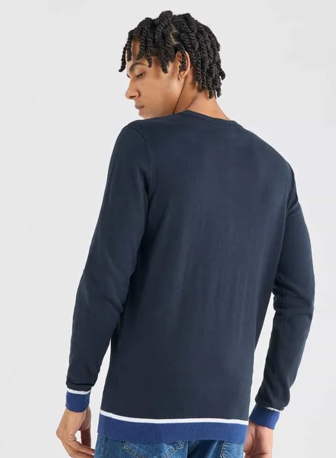 Splash FAV Solid Sweatshirt with Long Sleeves and Crew Neck