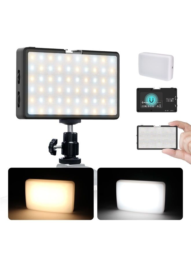 On Camera Video Light for DSLR, 4.5 Inch 96 LED Panel CRI 96 Megnetic Bi-Color 3000K-6500K Brightness Dimmable OLED Display, Aluminum (Black)