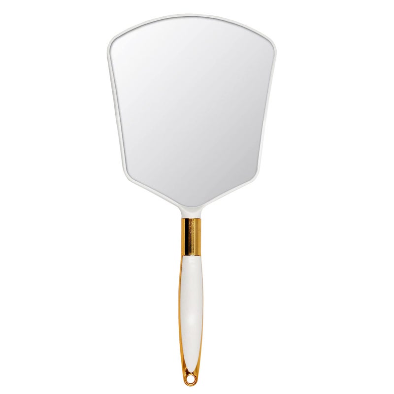 Eaoundm Hand Held Mirror with Handle Makeup Hand Mirror with Hook Hole for Bathroom and Bedroom Barbers Haircut Mirror for Home and Salon 6 W X68 L inchs White