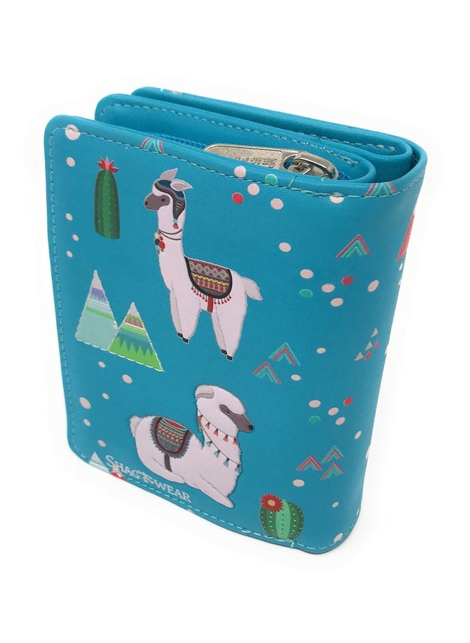 Shag Wear Llama Small Animal Wallet For Women And Teen Girls Vegan Faux Leather Teal 4.5  - Image 2