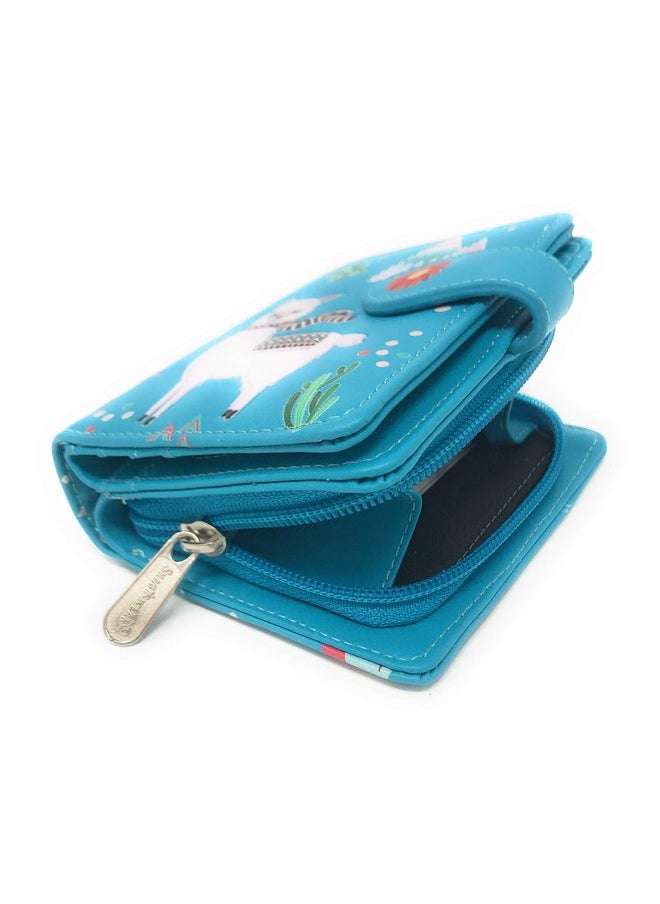 Shag Wear Llama Small Animal Wallet For Women And Teen Girls Vegan Faux Leather Teal 4.5  - Image 3