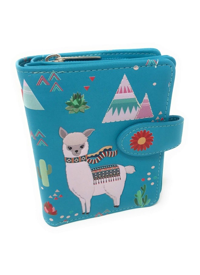 Shag Wear Llama Small Animal Wallet For Women And Teen Girls Vegan Faux Leather Teal 4.5  - Image 1