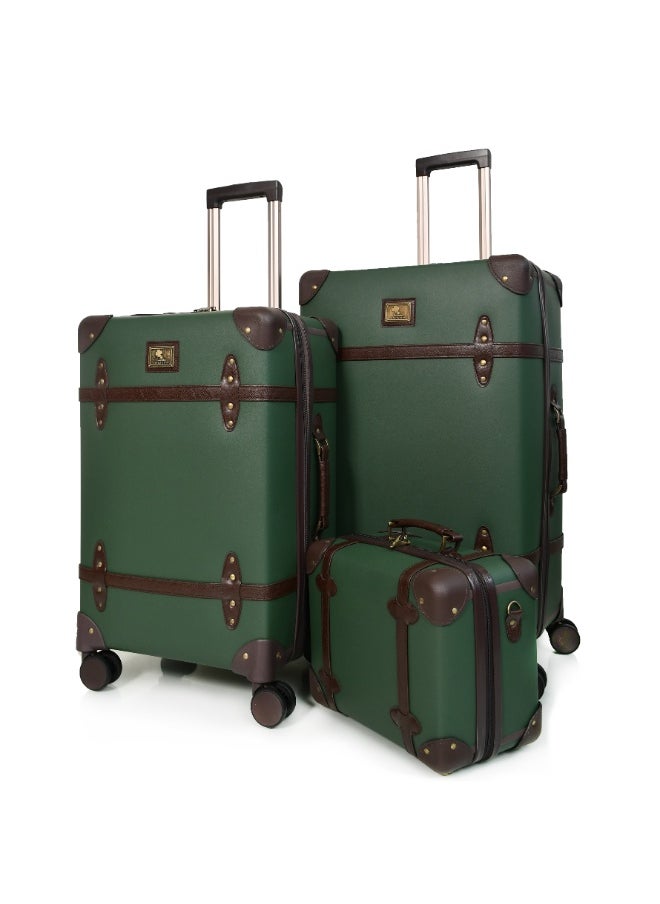 MORANO Morano Classic Leather Luggage 4 Pcs Set Dark Green 28''-24''-20'''-14'''Inches  - Image 2