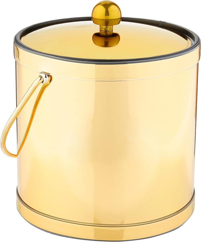 Kraftware Polished Brass Ice Bucket with Metal Lid - Double Wall Construction, 3 Quart Capacity - Image 1
