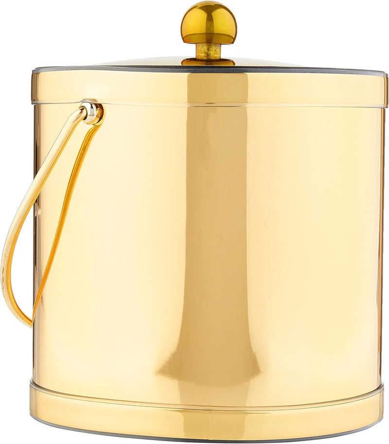 Kraftware Polished Brass Ice Bucket with Metal Lid - Double Wall Construction, 3 Quart Capacity - Image 2