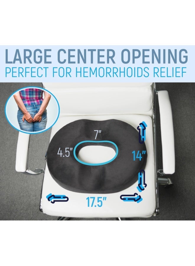 Donut Tailbone Pillow Hemorrhoid Cushion - Donut Seat Cushion Pain Relief Hemmoroid Treatment Bed Sores Prostate Coccyx Sciatica Pregnancy Post Natal Orthopedic Surgery  Firm Sitting Pillow - Image 3