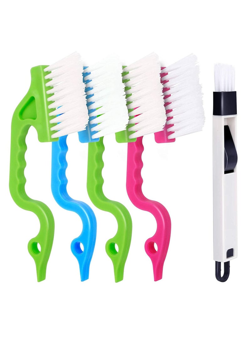 FANDAMEI 4 Pieces Window Door Sliding Track Cleaning Brush + 1 Pieces Dustpan Cleaning Brushes, Home Kitchen Cleaning Brush Tool  - Image 1